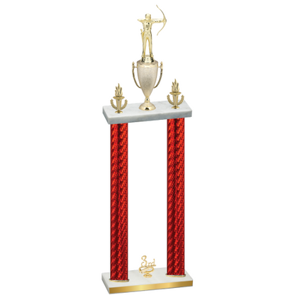 Double Red Carbon Fiber Third Place Archery Trophy