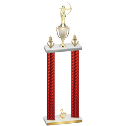 Double Red Carbon Fiber Second Place Archery Trophy