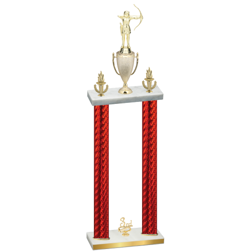 Double Red Carbon Fiber Third Place Archery Trophy