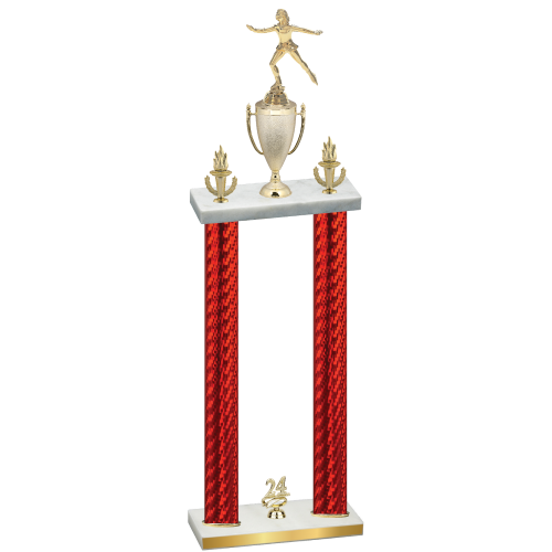 Double Red Carbon Fiber Year Skater Trophy