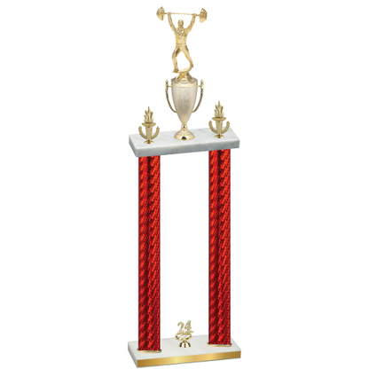 Double Red Carbon Fiber Year Weights Trophy