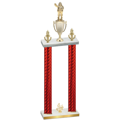 Double Red Carbon Fiber Fourth Place Holiday Trophy