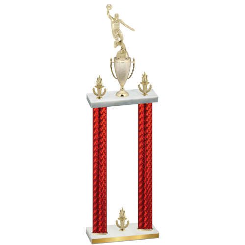 Double Red Carbon Fiber Victory Basketball Trophy