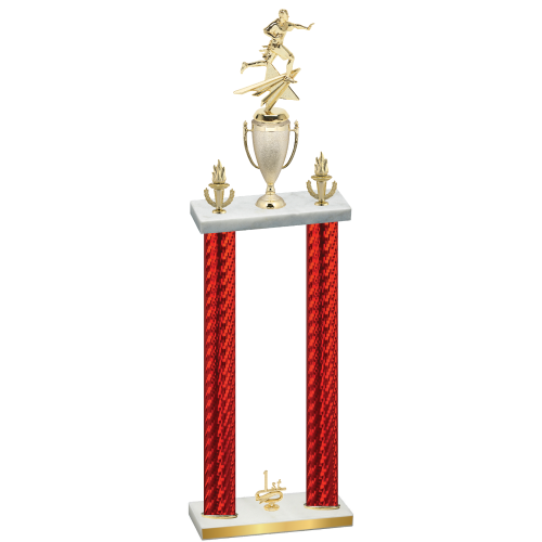 Double Red Carbon Fiber First Place Flag Football Trophy