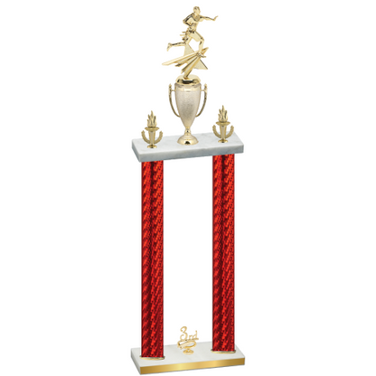 Double Red Carbon Fiber Third Place Flag Football Trophy