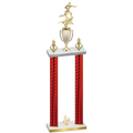 Double Red Carbon Fiber Fourth Place Flag Football Trophy