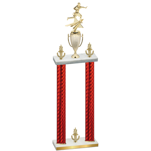 Double Red Carbon Fiber Victory Flag Football Trophy