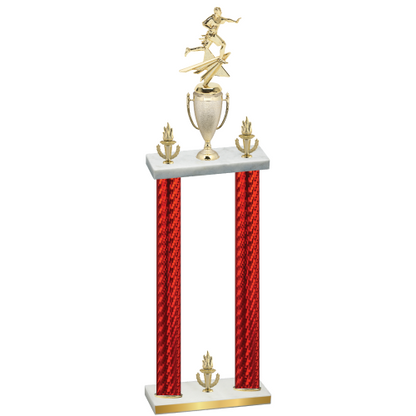 Double Red Carbon Fiber Victory Flag Football Trophy