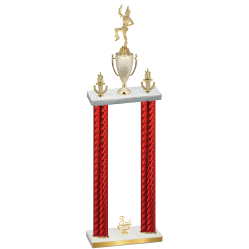 Double Red Carbon Fiber Third Place Majorette Trophy