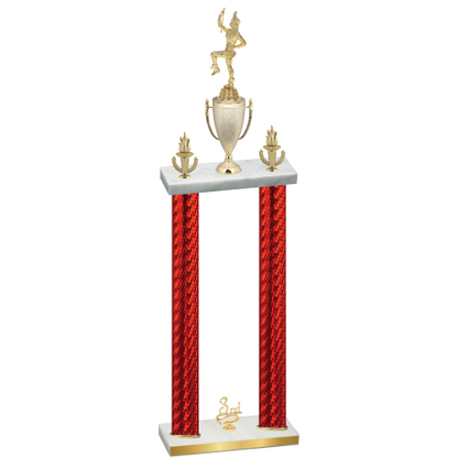 Double Red Carbon Fiber Third Place Majorette Trophy