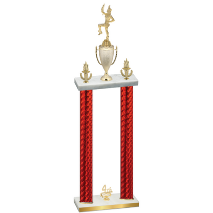 Double Red Carbon Fiber Fourth Place Majorette Trophy