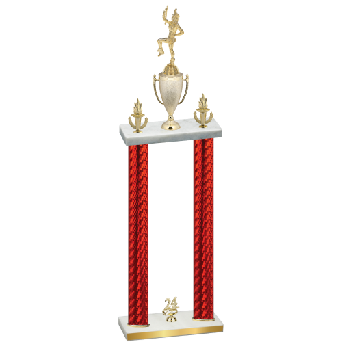 Double Red Carbon Fiber Year Majorette Trophy