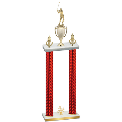 Double Red Carbon Fiber Fourth Place Golf Trophy
