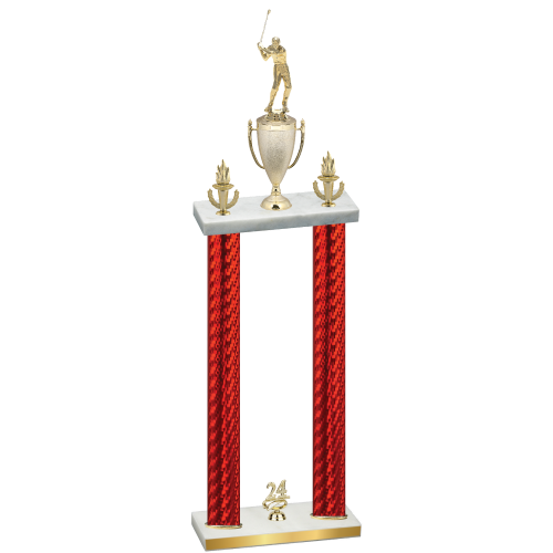 Double Red Carbon Fiber Year Golf Trophy