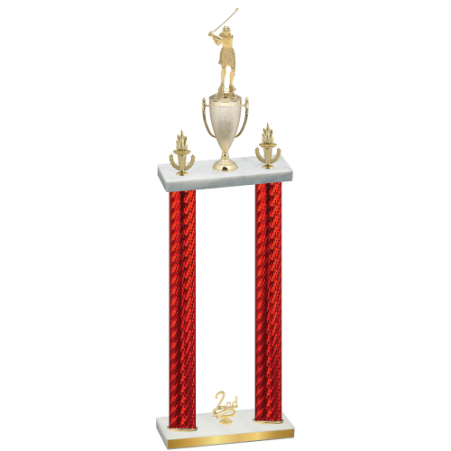Double Red Carbon Fiber Second Place Golf Trophy