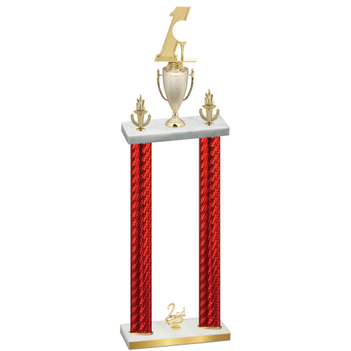 Double Red Carbon Fiber Second Place Golf Trophy