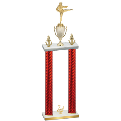 Double Red Carbon Fiber Second Place Karate Trophy