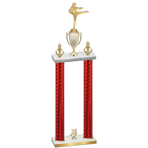 Double Red Carbon Fiber Year Karate Trophy