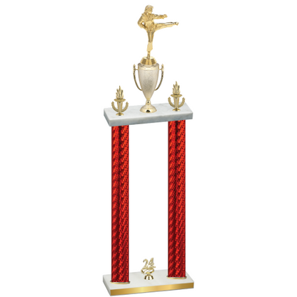 Double Red Carbon Fiber Year Karate Trophy
