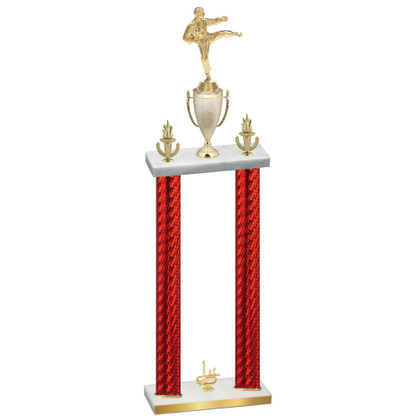 Double Red Carbon Fiber First Place Karate Trophy