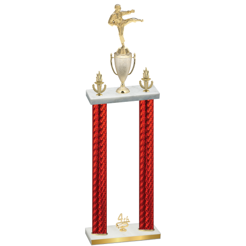 Double Red Carbon Fiber Fourth Place Karate Trophy