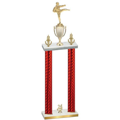 Double Red Carbon Fiber Year Karate Trophy