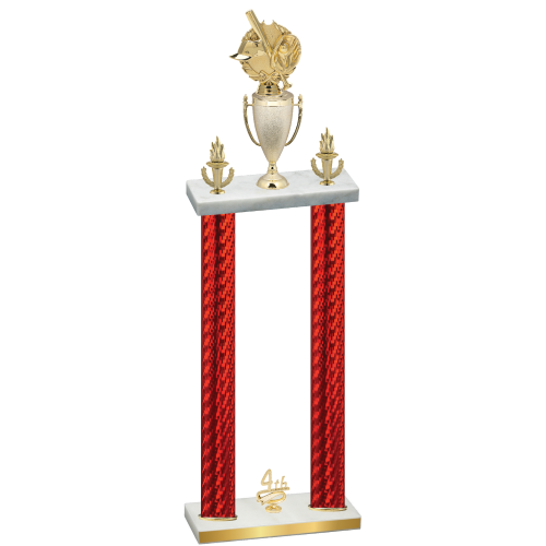 Double Red Carbon Fiber Fourth Place Baseball Trophy