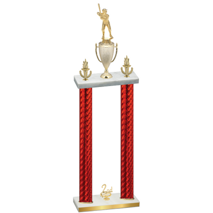 Double Red Carbon Fiber Second Place Baseball Trophy
