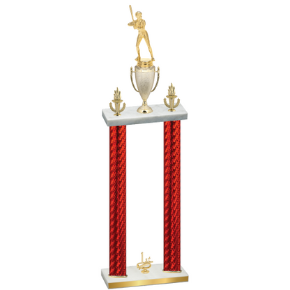 Double Red Carbon Fiber First Place Softball Trophy
