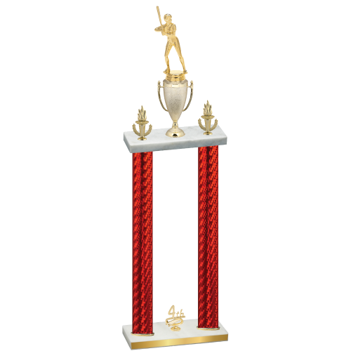 Double Red Carbon Fiber Fourth Place Softball Trophy