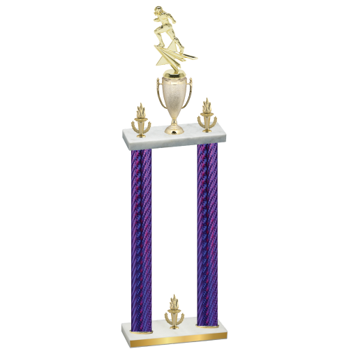Double Purple Carbon Fiber Victory Football Trophy