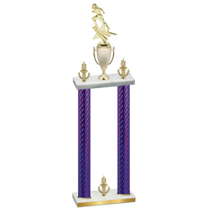 Double Purple Carbon Fiber Victory Football Trophy