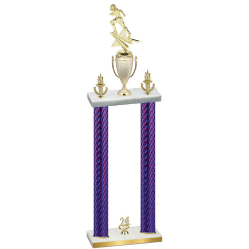 Double Purple Carbon Fiber Year Football Trophy