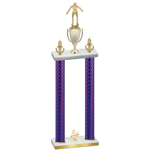 Double Purple Carbon Fiber Fourth Place Wrestling Trophy