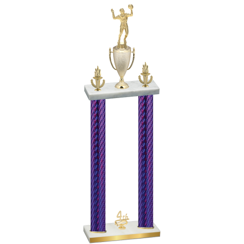 Double Purple Carbon Fiber Fourth Place Volleyball Trophy