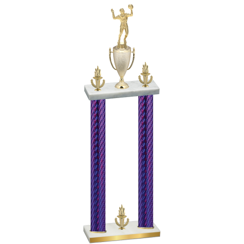 Double Purple Carbon Fiber Victory Volleyball Trophy