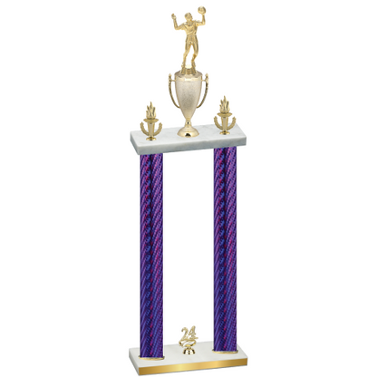 Double Purple Carbon Fiber Year Volleyball Trophy