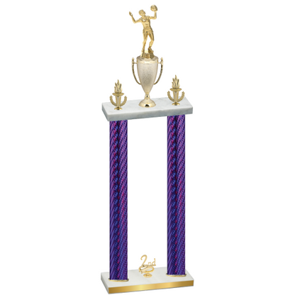 Double Purple Carbon Fiber Second Place Volleyball Trophy