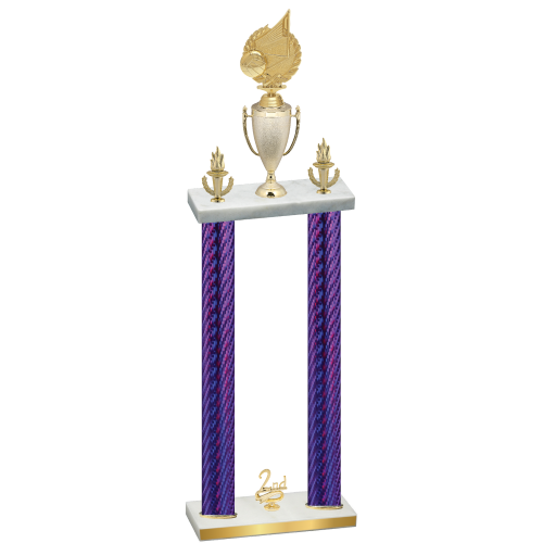 Double Purple Carbon Fiber Second Place Volleyball Trophy