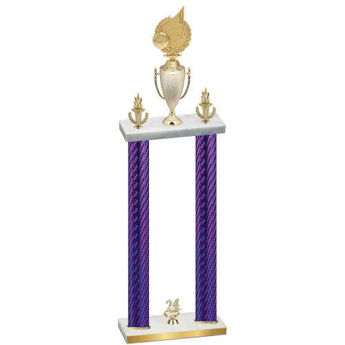 Double Purple Carbon Fiber Year Volleyball Trophy