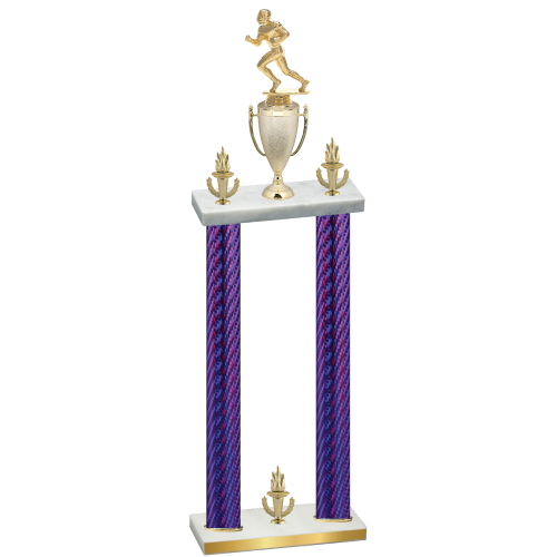 Double Purple Carbon Fiber Victory Football Trophy