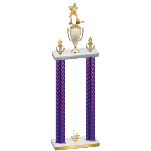 Double Purple Carbon Fiber First Place Hockey Trophy