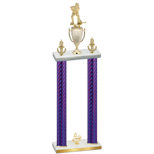 Double Purple Carbon Fiber Fourth Place Hockey Trophy