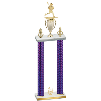Double Purple Carbon Fiber Third Place Lacrosse Trophy