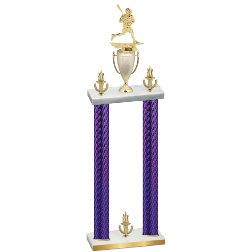 Double Purple Carbon Fiber Victory Lacrosse Trophy