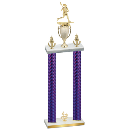 Double Purple Carbon Fiber Fourth Place Lacrosse Trophy