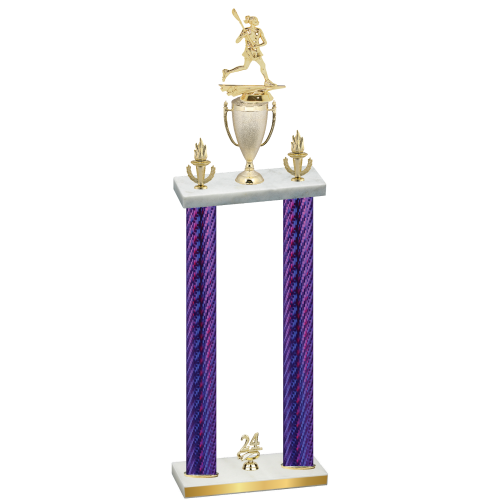 Double Purple Carbon Fiber Year Lacrosse Trophy