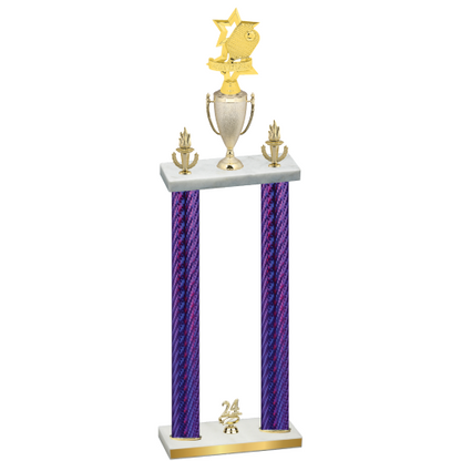 Double Purple Carbon Fiber Year Pickleball Trophy
