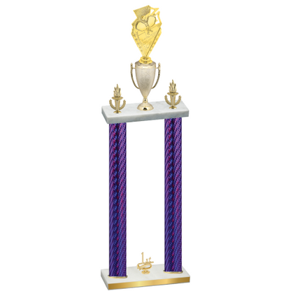 Double Purple Carbon Fiber First Place Pickleball Trophy