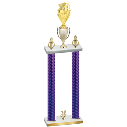 Double Purple Carbon Fiber Year Pickleball Trophy